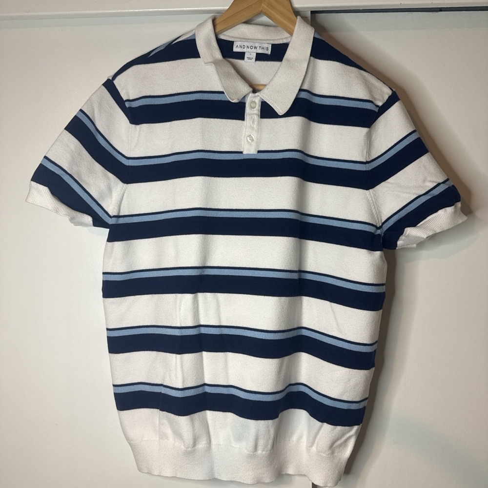 Classic Navy and White Striped Polo by And Now This